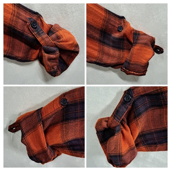 NOBO Vtg Y2K Women Med Pumpkin Plaid Hoodie Long Sleeve Button Front Fall Shirt - Picture 5 of 11